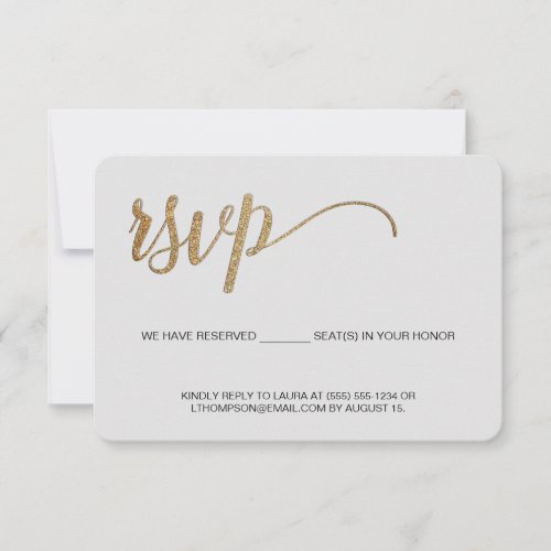 Taupe grey Gold RSVP no mailing Reserved Seat