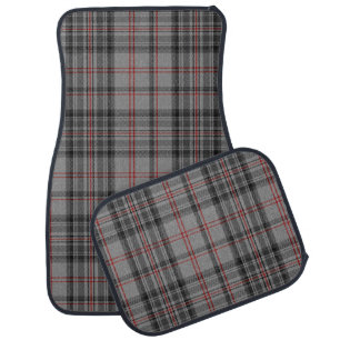 Taupe Grey Red Black Large Tartan Plaid Car Mat
