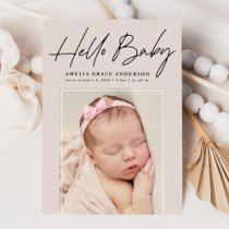Taupe Hello Baby 2 Photo Birth Announcement