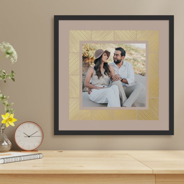 Taupe Herringbone Custom Photo Foil Art Print (Creator Uploaded)