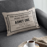 Taupe Home Theater Personalized Movie Ticket Lumbar Pillow<br><div class="desc">This fun pillow is perfect for any family home theater! This pillow looks just like a movie ticket and features black text on a Taupe background. Easily personalize your ticket pillow by clicking “Personalize this Template”. Your Family Home Theater Name, Movie Title, Showtime and Ticket Number can all be customized....</div>