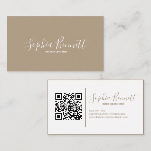 Taupe I Modern &amp; Minimalist QR Code Business Card