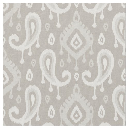 Taupe Ikat Paisley Fabric