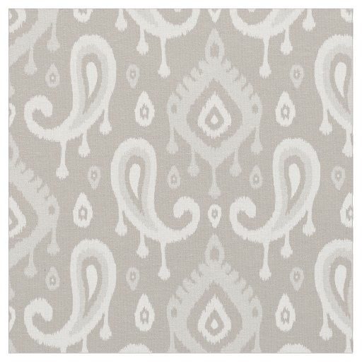 Taupe Ikat Paisley Fabric