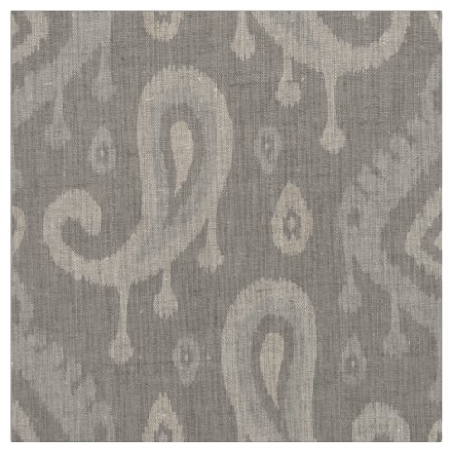 Taupe Ikat Paisley Large Scale Fabric