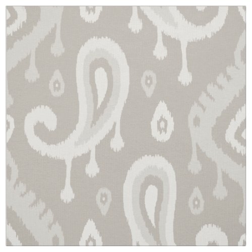 Taupe Ikat Paisley Large Scale Fabric