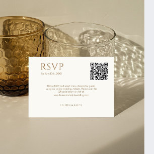 Taupe & Ivory Couple Monogram QR Wedding RSVP