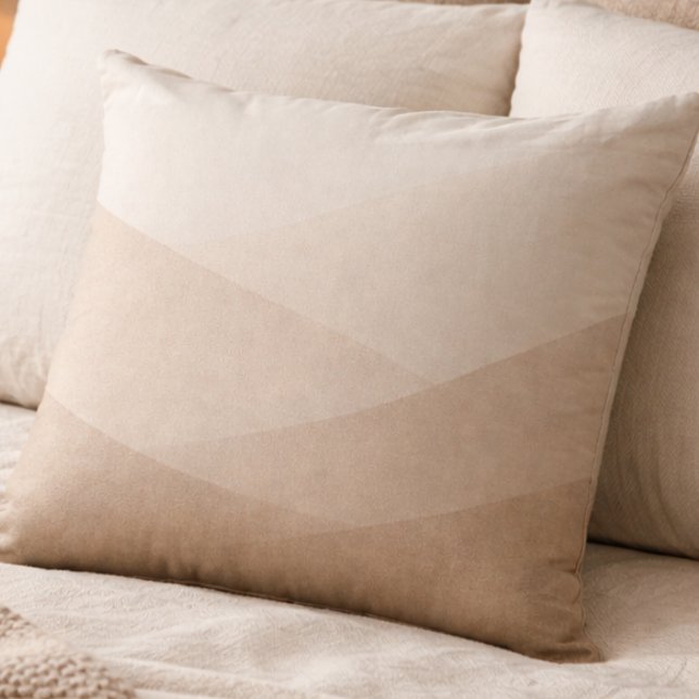 Taupe Ivory Dusk Throw Pillow (Soft taupe flowing into ivory brings gentle contrast and quiet depth to neutral living spaces)