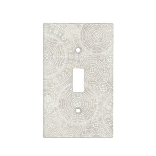 Taupe Ivory Lace Doily Neutral Mandala Print Light Switch Cover