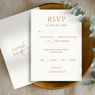 Taupe & Ivory Monogram Wedding RSVP Card
