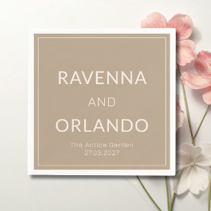 Taupe Ivory Old Money Minimalist Wedding Napkins