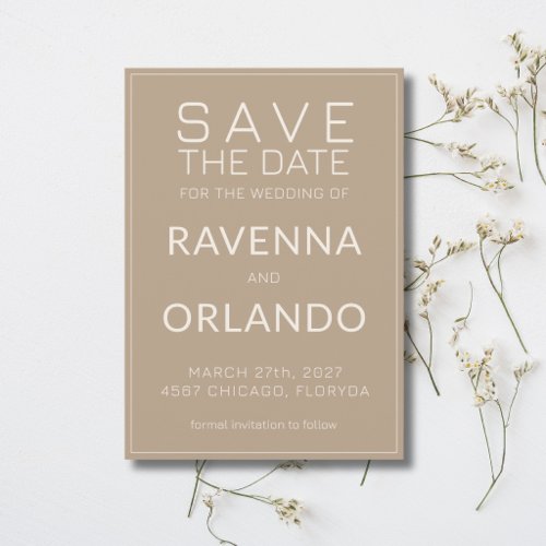 Taupe Ivory Old Money Modern Wedding Save The Date