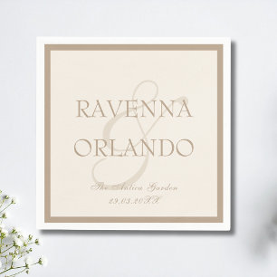 Taupe Ivory Old Money Timeless Glam Wedding Napkins