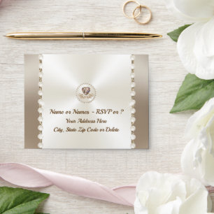Taupe, Ivory RSVP Envelopes, Wedding, Anniversary Envelope