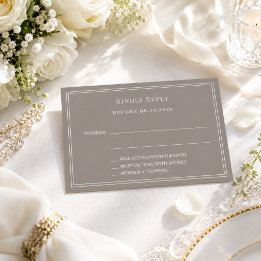 Taupe ivory wedding response RSVP Note Card