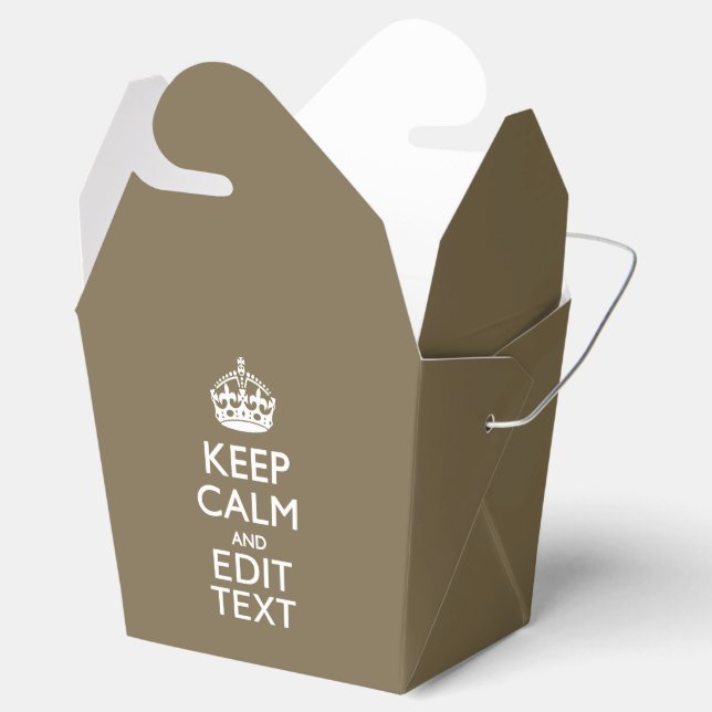 Taupe Keep Calm And Your Text Easily Favor Boxes (Opened)