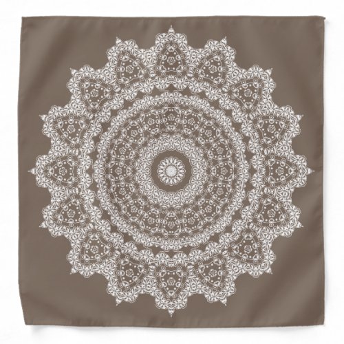 Taupe Lace Pattern Bandana