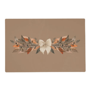 Taupe Leaf “Happy Thanksgiving” Laminated Placemat