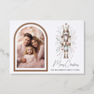 Taupe Letterpress Arch Nutcracker Christmas Card