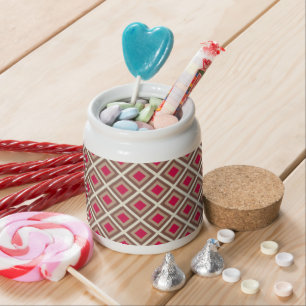Taupe, Light Taupe, Hot Pink Ikat Diamonds STaylor Candy Jar