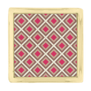 Taupe, Light Taupe, Hot Pink Ikat Diamonds STaylor Gold Finish Lapel Pin