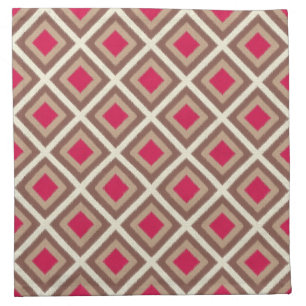 Taupe, Light Taupe, Hot Pink Ikat Diamonds STaylor Napkin