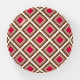 Taupe, Light Taupe, Hot Pink Ikat Diamonds STaylor Paperweight