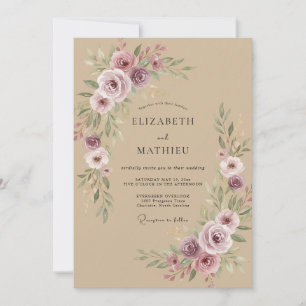 Taupe Lilac Blossom Wedding Invitation