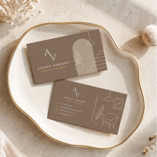 Taupe Luxury Interior Designer  Business Card (Creator Uploaded)