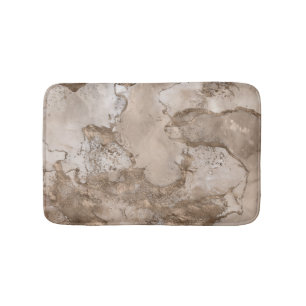 Taupe marble and gold abstract bath mat