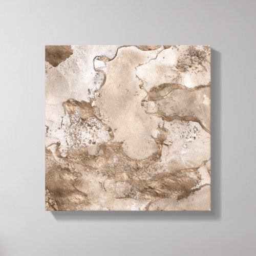 Taupe marble and gold abstract canvas print