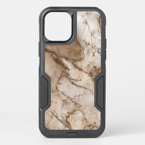 Taupe marble and gold abstract OtterBox commuter iPhone 12 case