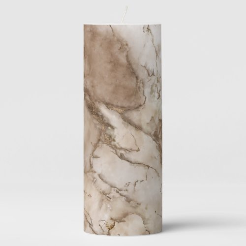 Taupe marble and gold abstract pillar candle