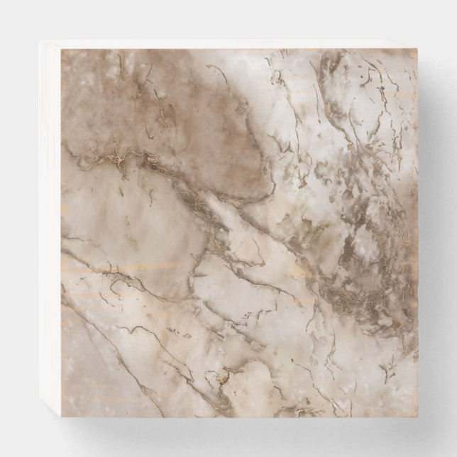 Taupe marble and gold abstract wooden box sign (Front Horizontal)