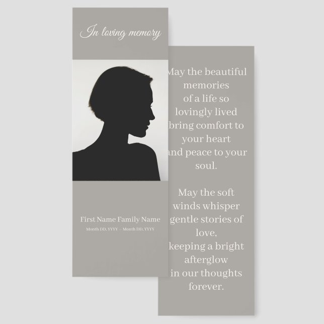 Taupe memorial  bookmarks (Front & Back)