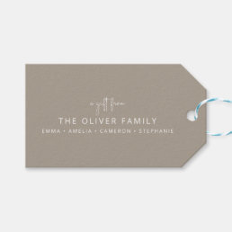 Taupe Minimal Personalized Gift From Family Name  Gift Tags