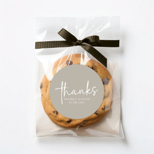 Taupe Minimal Script Bridal Shower Favor Sticker