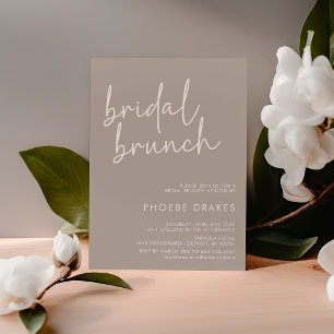 Taupe Minimalist Script Bridal Brunch Invitation