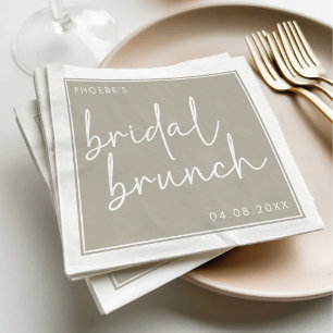 Taupe Minimalist Script Bridal Brunch Napkins