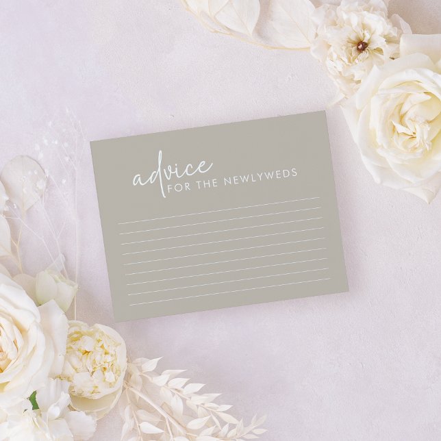 Taupe Minimalist Script Bridal Shower Advice Card (Creator Uploaded)