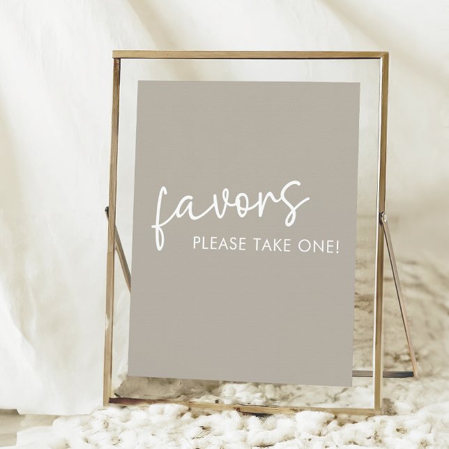 Taupe Minimalist Script Bridal Shower Favors Poster (Creator Uploaded)