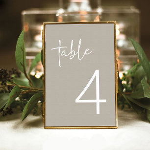 Taupe Minimalist Script Bridal Shower Flat Table Number