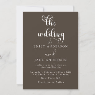 Taupe Modern Elegance Chic Wedding Invitation