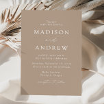 Taupe Modern Elegance Wedding Invitation<br><div class="desc">Minimalist,  modern wedding invitation featuring your wedding details in white lettering with calligraphy script accents. The taupe background can be changed to a color of your choice. Designed to coordinate with our Modern Elegance wedding collection.</div>
