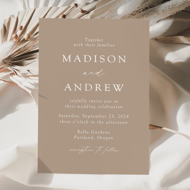 Taupe Modern Elegance Wedding Invitation (Creator Uploaded)