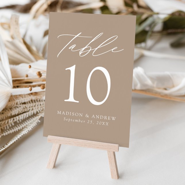 Taupe Modern Elegance Wedding Table Number (Creator Uploaded)