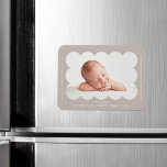 Taupe Modern Scalloped Frame Birth Announcement Magnet<br><div class="desc">Modern birth announcement magnet featuring your baby's photo nestled inside of a taupe scalloped frame. Personalize the taupe birth announcement magnet by adding your baby's name and additional information in white lettering.</div>