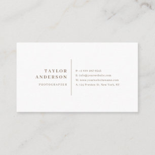 Taupe Modern Serif Typography Minimalist Business Card