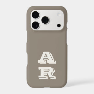 Taupe Monogram Ivory Initials Minimalist Neutral iPhone 17 Pro Case