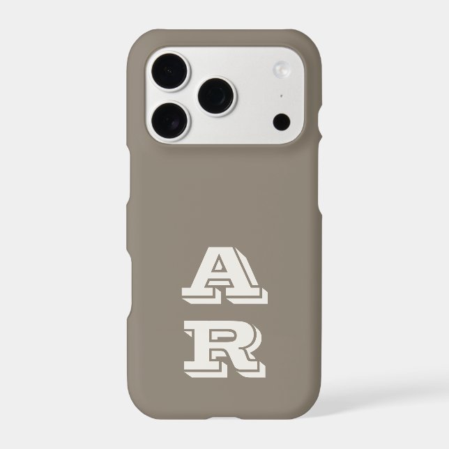 Taupe Monogram Ivory Initials Minimalist Neutral  Iphone Case (Back)